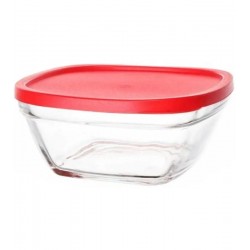 Porta Mantimento 670ml Foodlock Em Vidro Com Tampa Plastica Vermelha